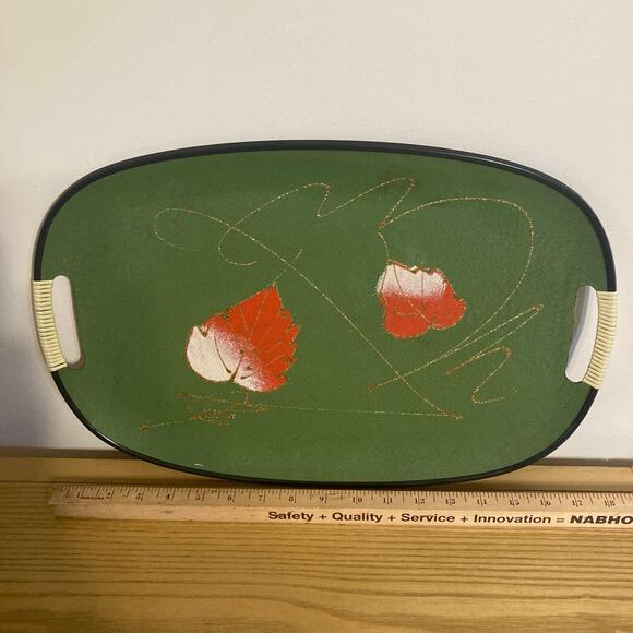 Vintage Autumn Motif Serving Tray by Tilso Japan 1960s Tray with Fall Leaves MCM - Picture 2 of 8